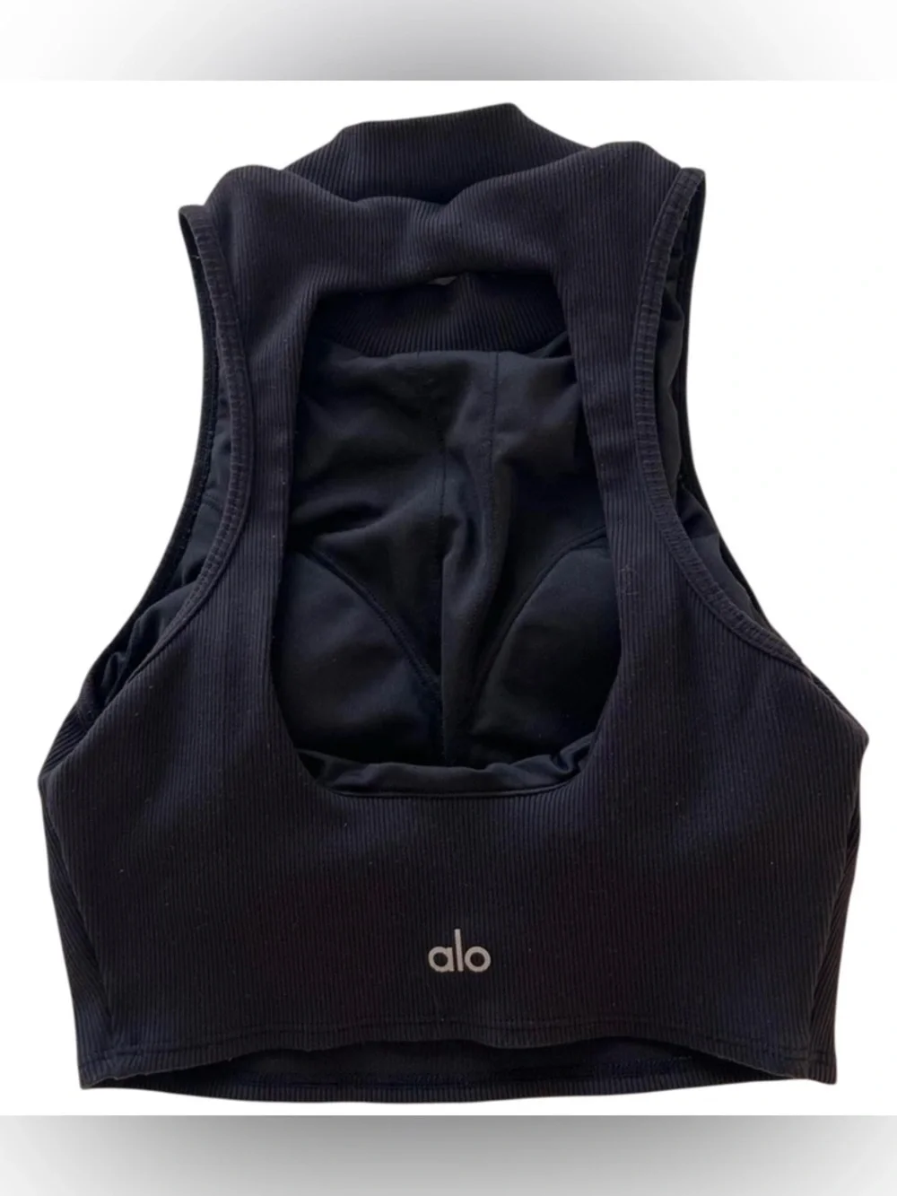 Alo Yoga Goddess Rib Cropped Dynamite Bra‎ Top Black Small
